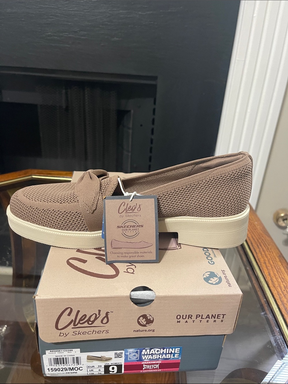Skechers Taupe Knit Slip-On Loafers with Bow Detail - Picture 8 of 10